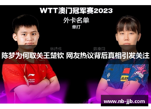陈梦为何取关王楚钦 网友热议背后真相引发关注